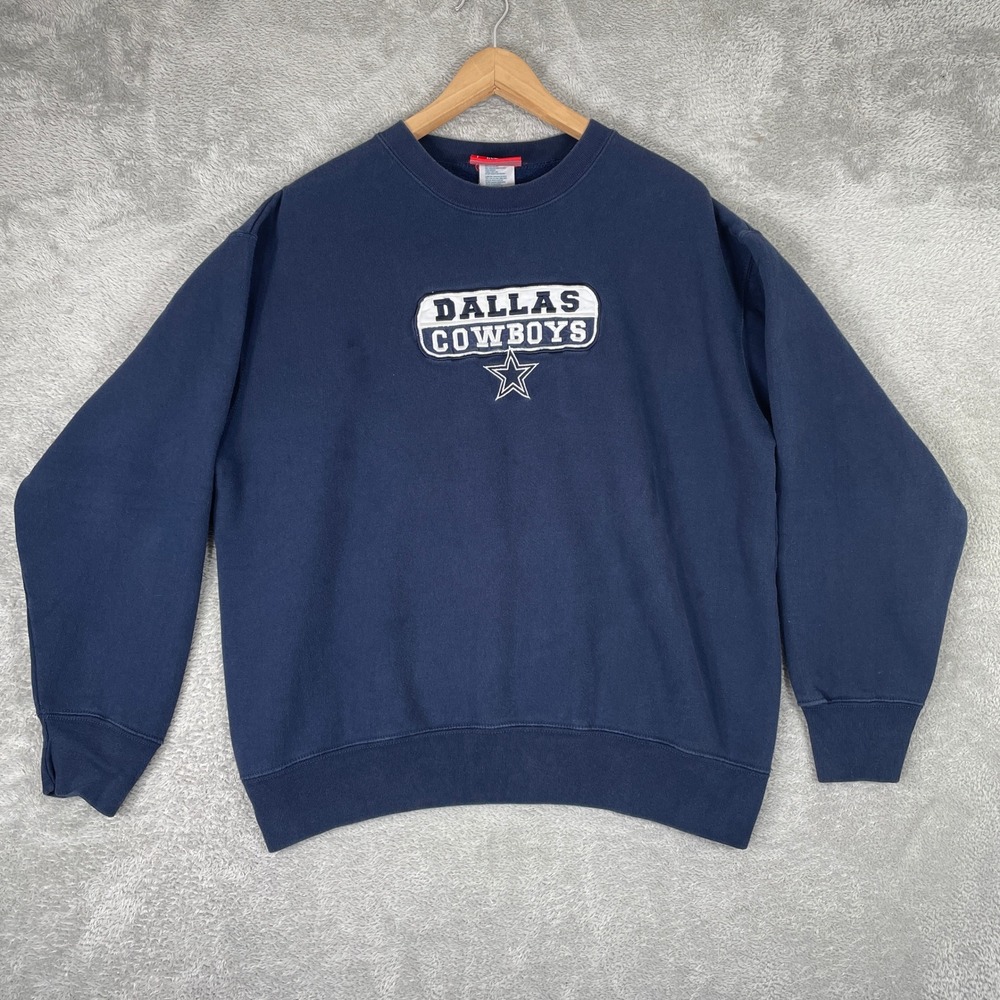 Vintage‎ Dallas Cowboys Sweatshirt Mens Large Blue Embroidered Logo NFL Crewneck